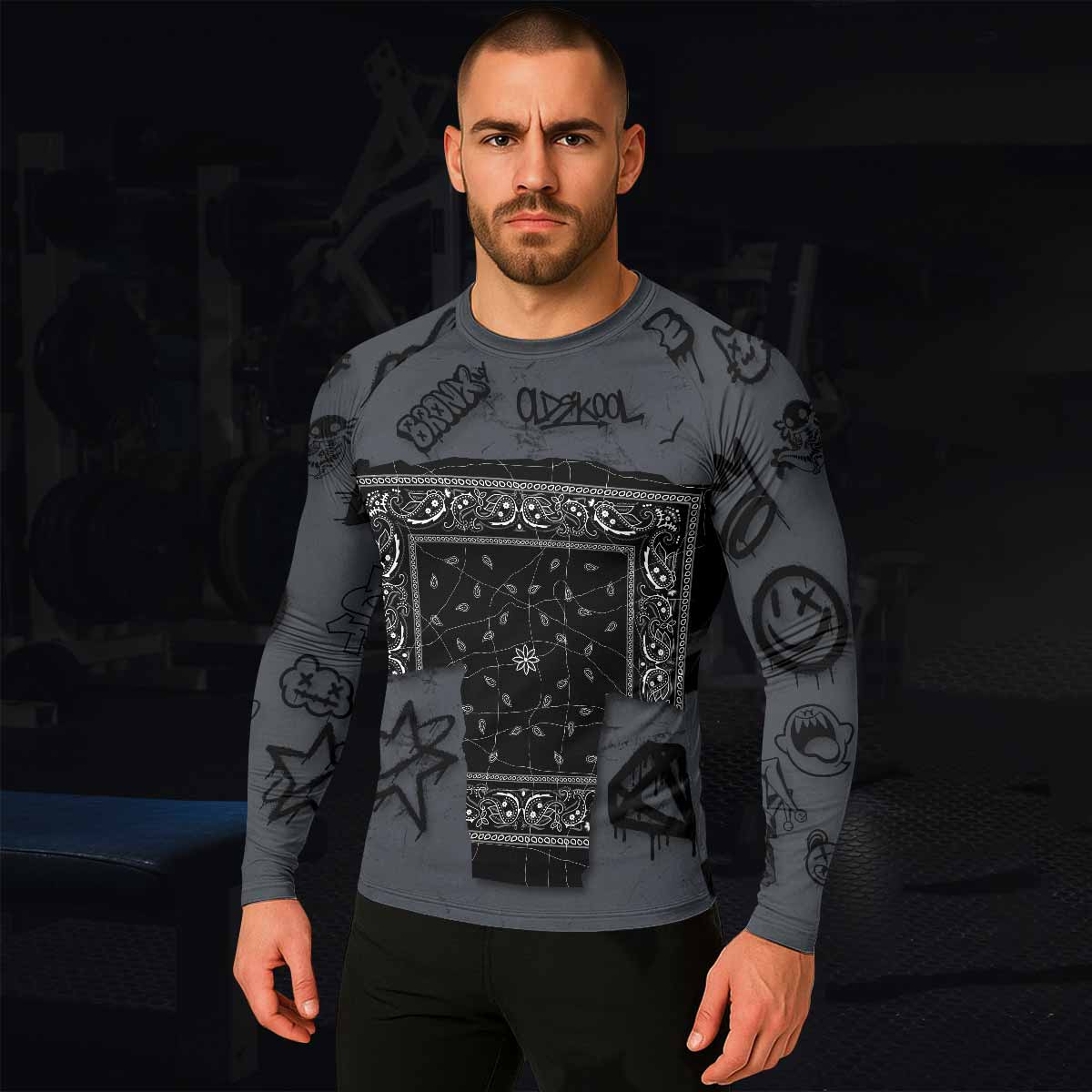 Oni Graffiti Men's Rash Guard Long Sleeve - lifestyle view