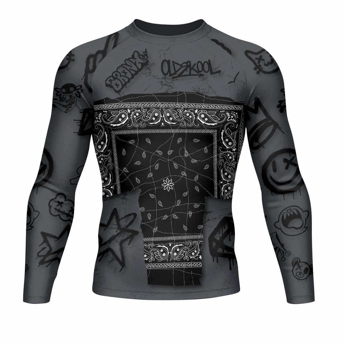Funky Rash Guards Oni Graffiti Rash Guard – Durable Rash Guard for BJJ, MMA & Gym ...