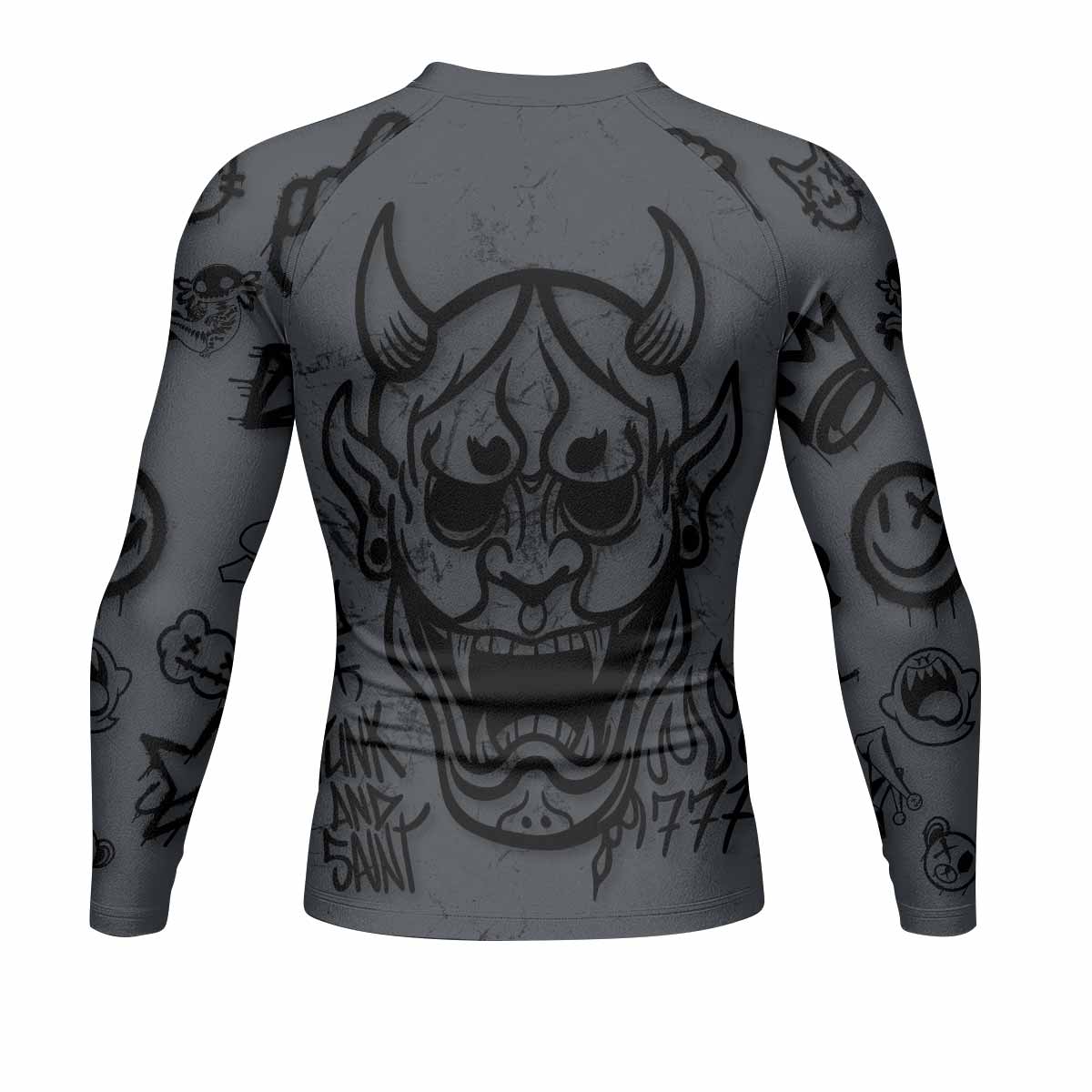 Oni Graffiti Men's Rash Guard Long Sleeve - back view mockup 