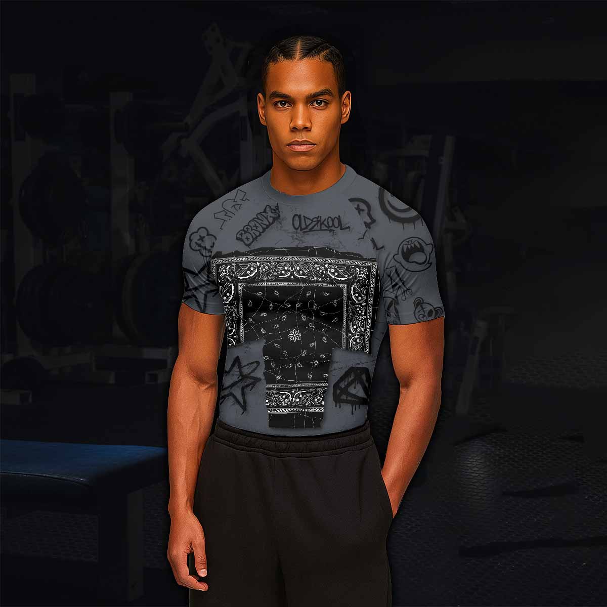 Oni Graffiti Men's Rash Guard Short Sleeve - lifestyle view