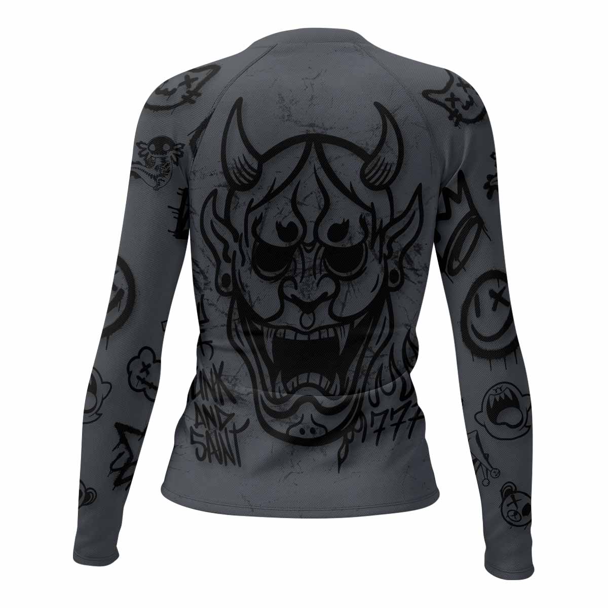 Oni Graffiti Women's Rash Guard Long Sleeve - back view mockup 