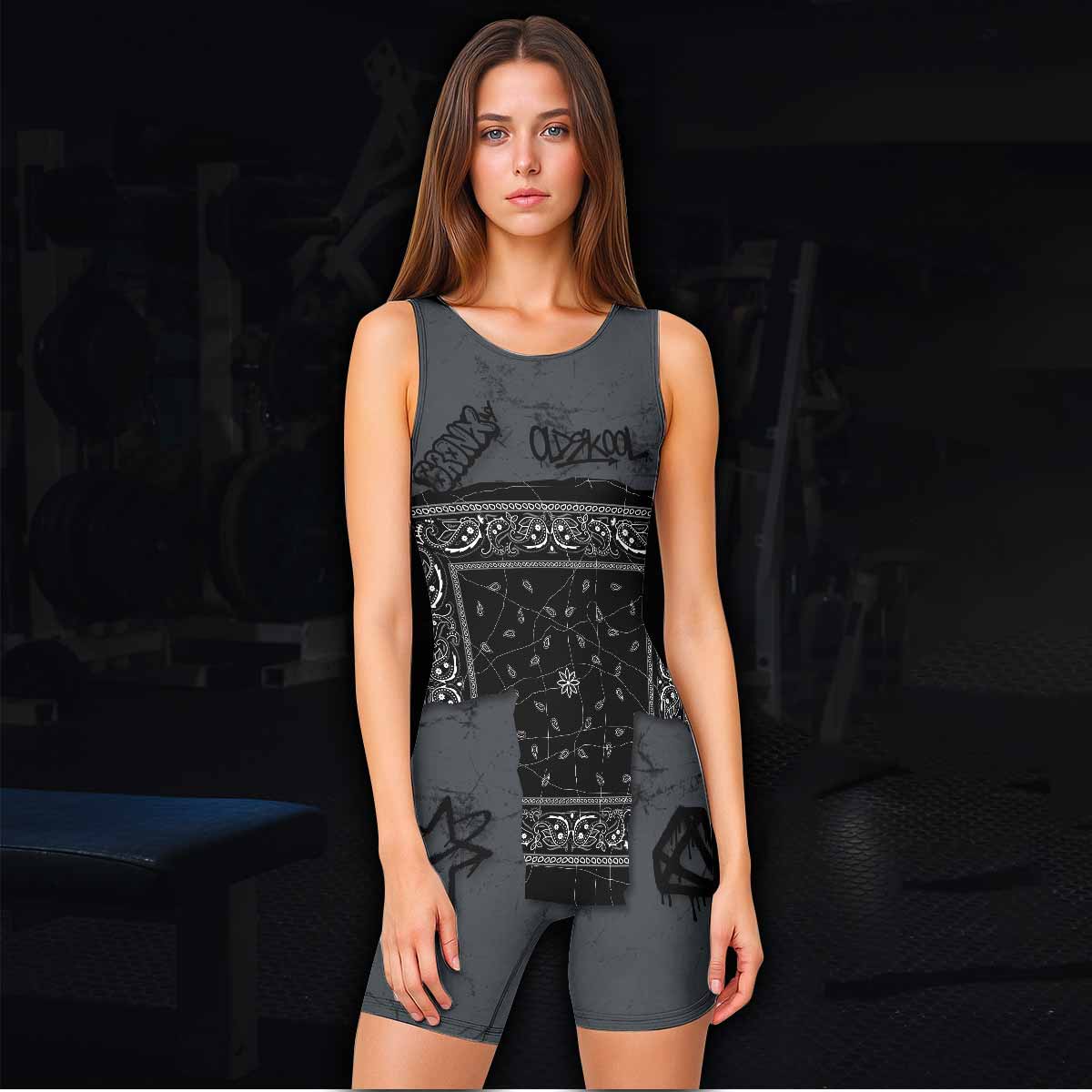 Oni Graffiti Wrestling Singlet - women's lifestyle view