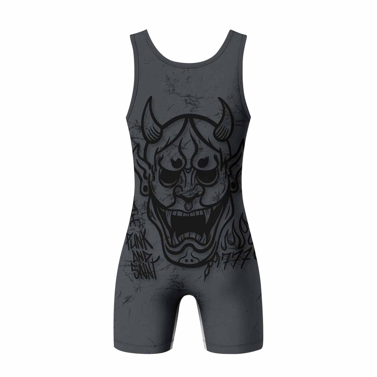 Oni Graffiti Wrestling Singlet - back view mockup 