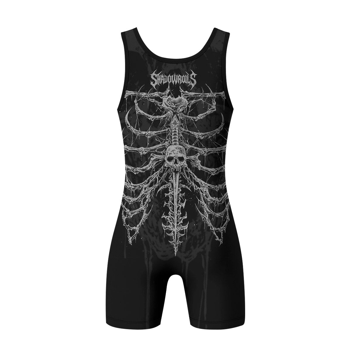 Pierced by Shadows Wrestling Singlet - back view mockup