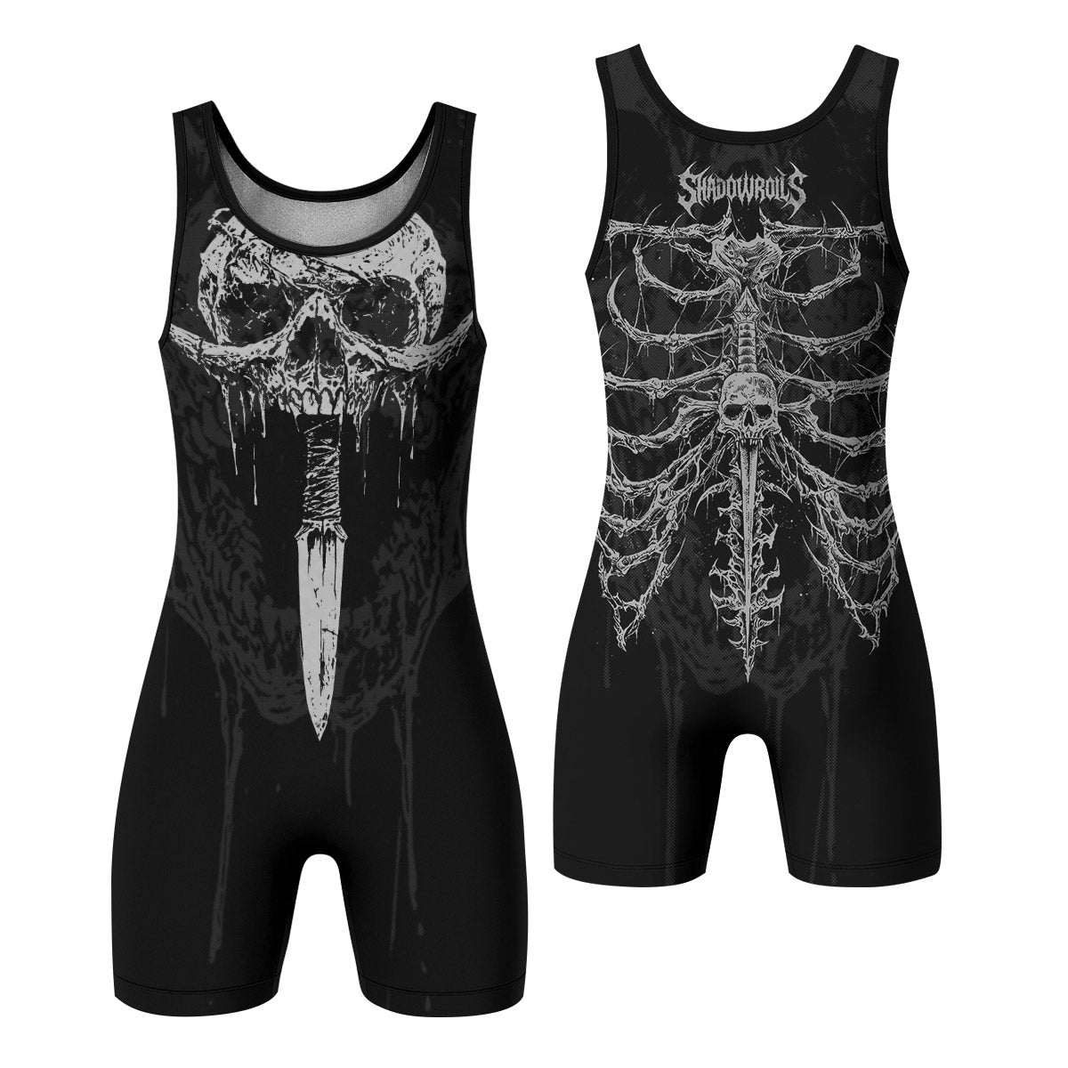 Pierced by Shadows Wrestling Singlet - front and back view