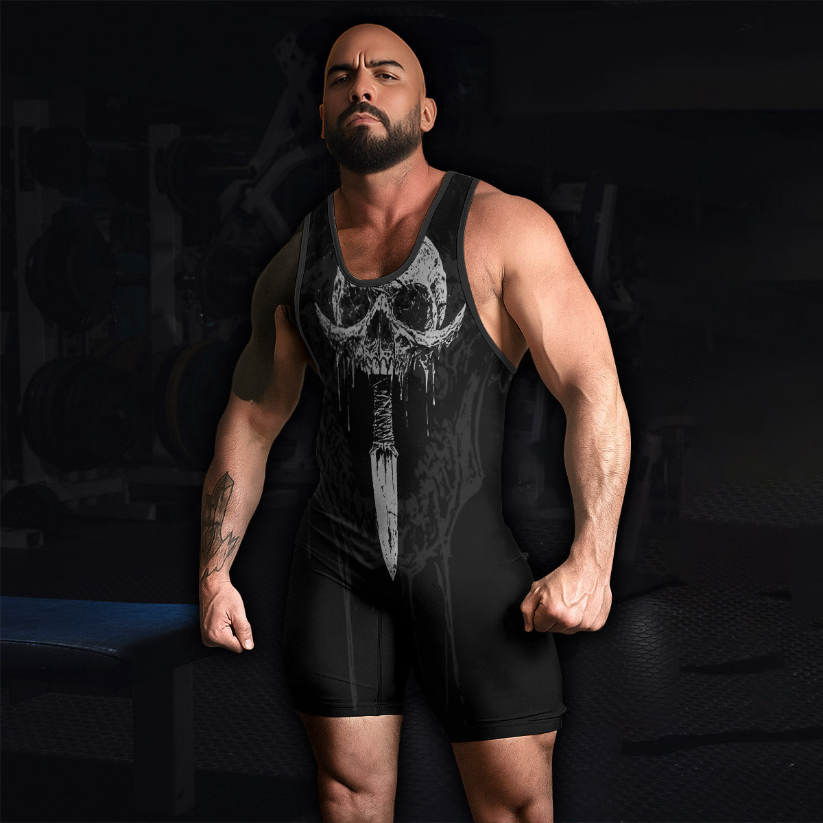Pierced by Shadows Wrestling Singlet - men's lifestyle view