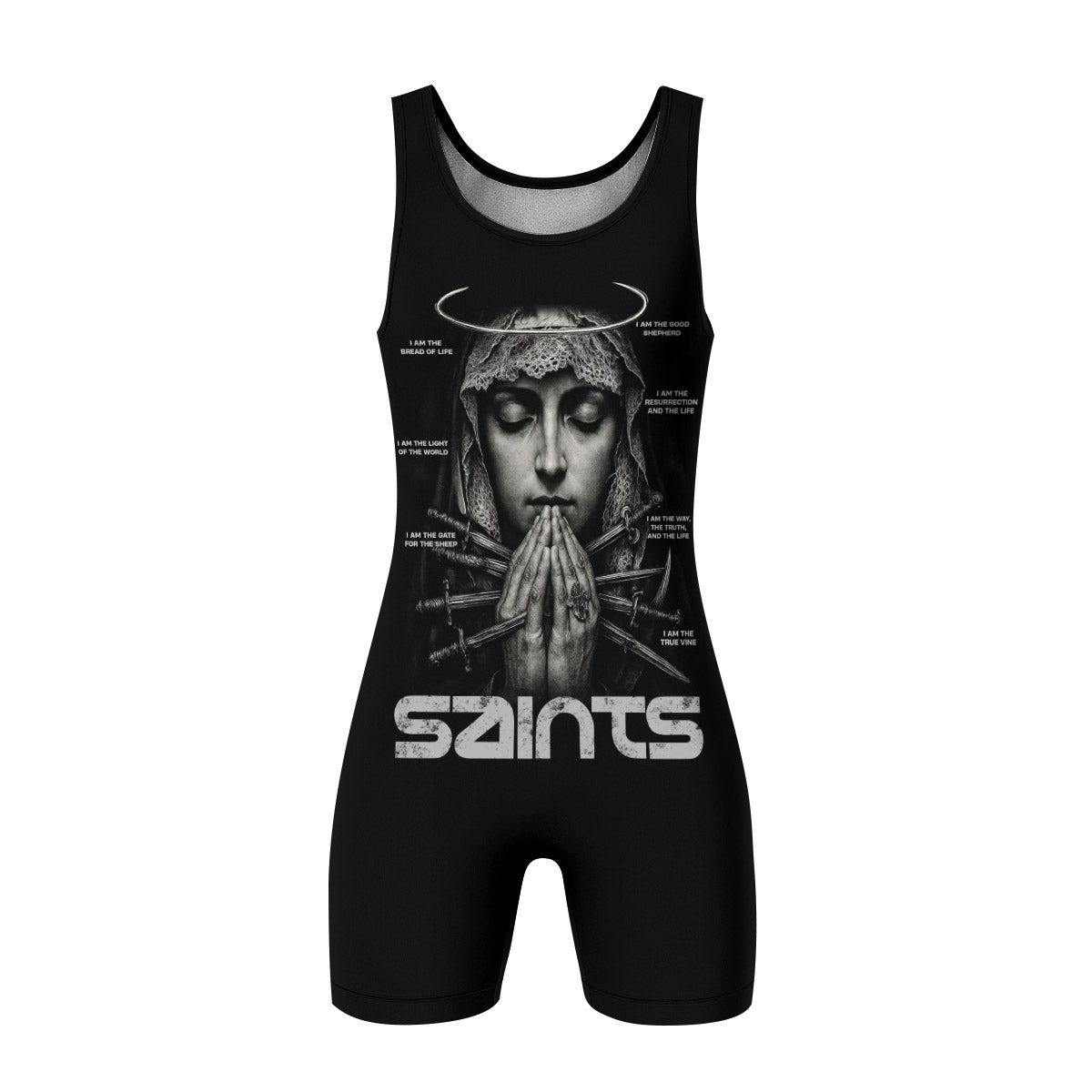 Prayers of the Saints Wrestling Singlet - front view mockup