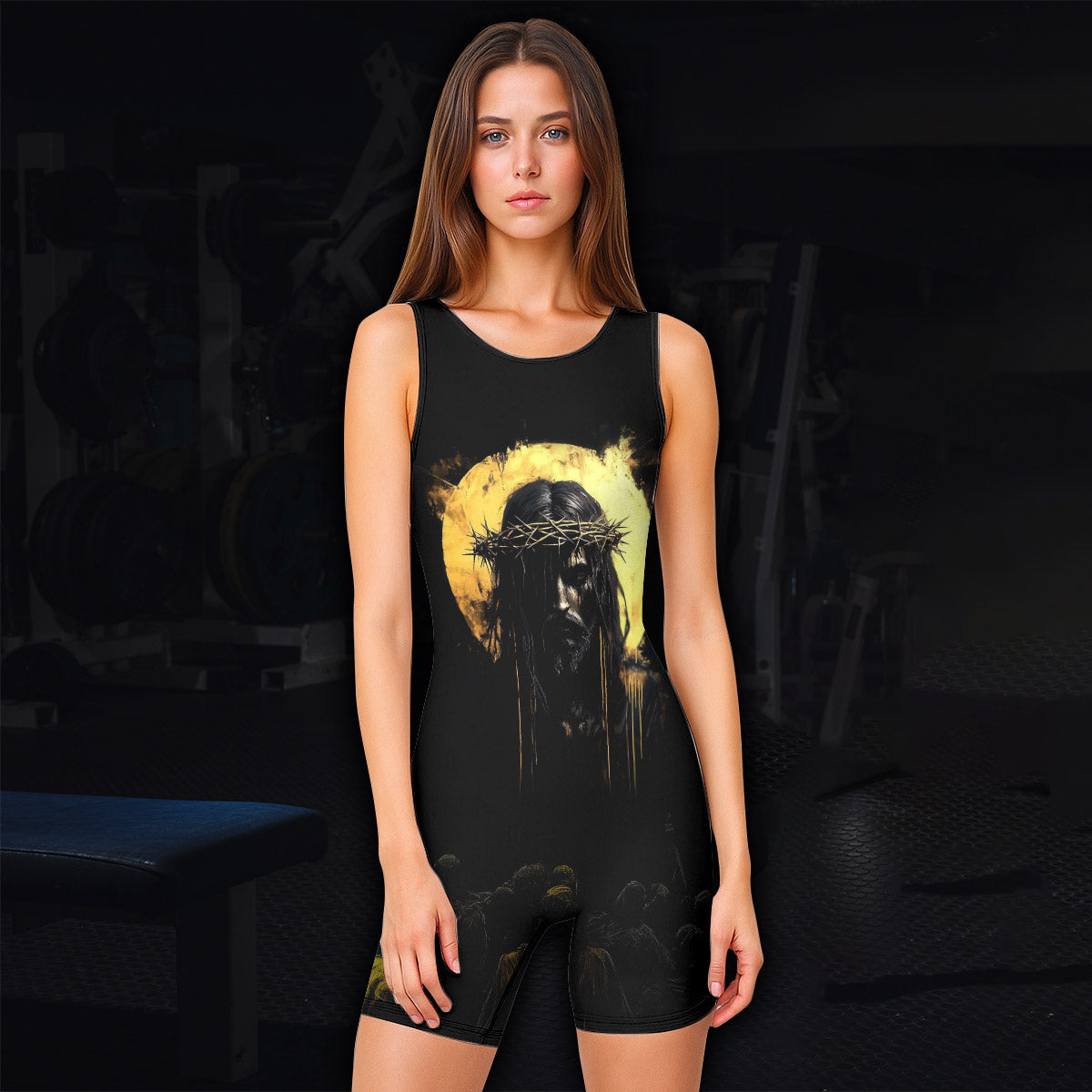 Psalm 23:4 No Evil Shall I Fear Wrestling Singlet - women's lifestyle view