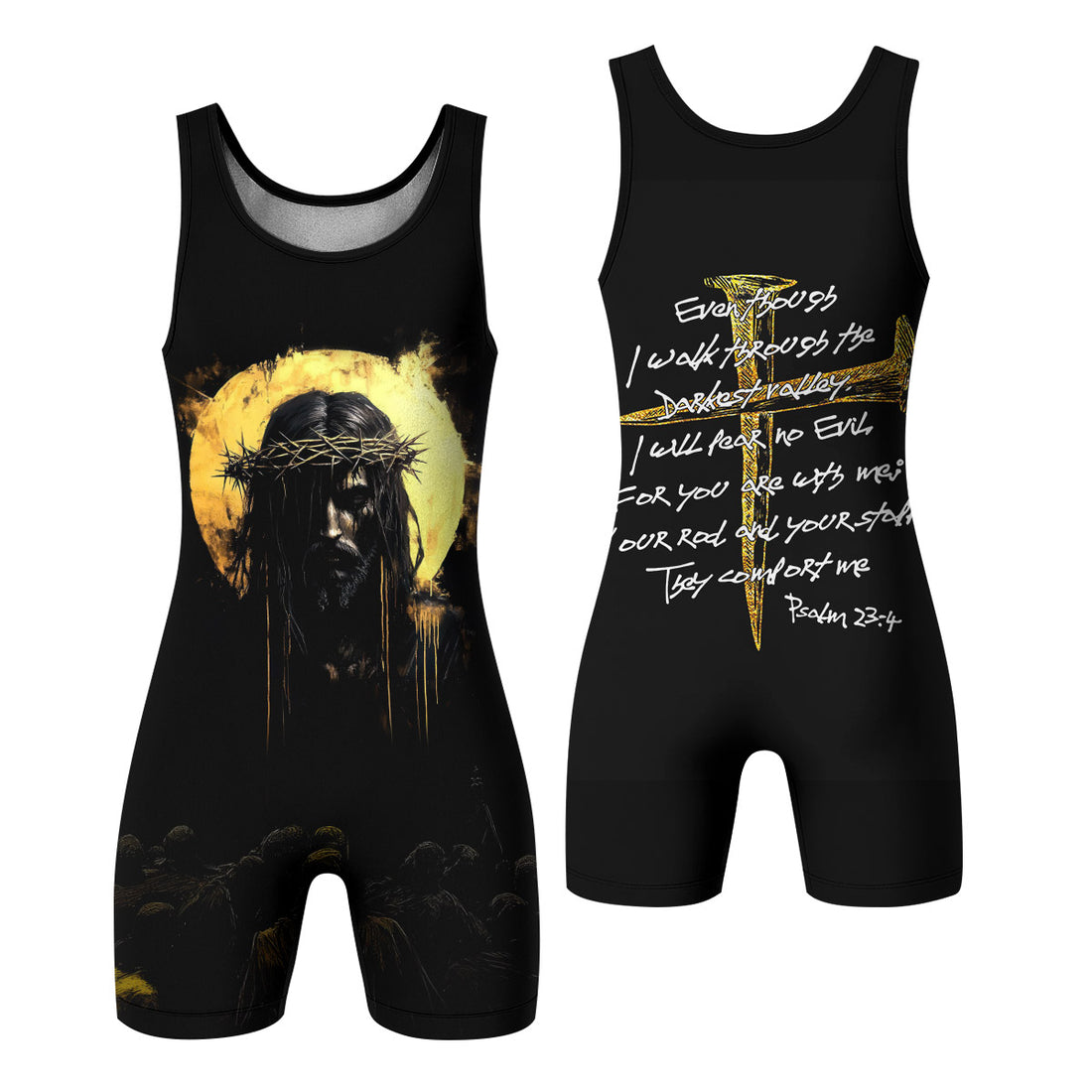 Psalm 23:4 No Evil Shall I Fear Wrestling Singlet