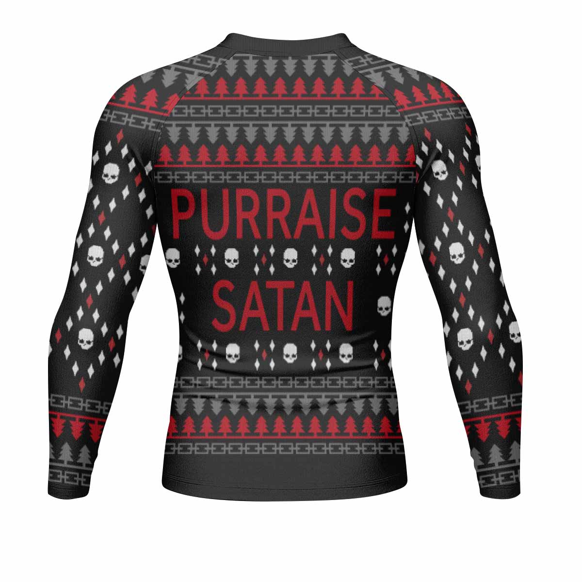 Purraise Satan Men's Rash Guard Long Sleeve - back view mockup