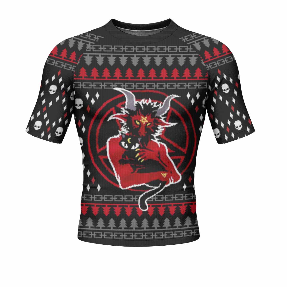 Purraise Satan Men's Rash Guard Short Sleeve - front view mockup