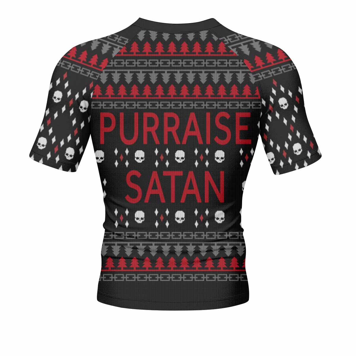 Purraise Satan Men's Rash Guard Short Sleeve - back view mockup