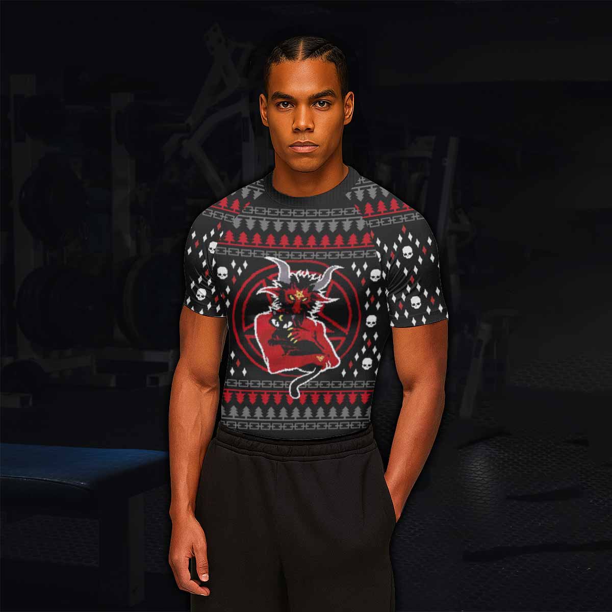Purraise Satan Men's Rash Guard Short Sleeve - lifestyle view