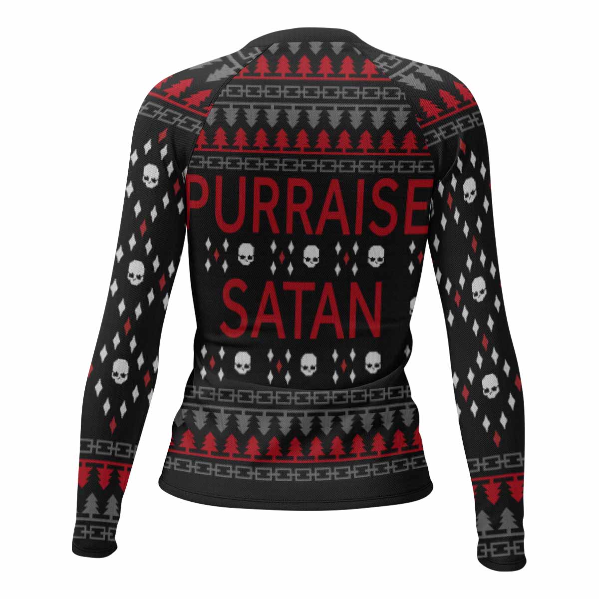 Purraise Satan Women's Rash Guard Long Sleeve - back view mockup