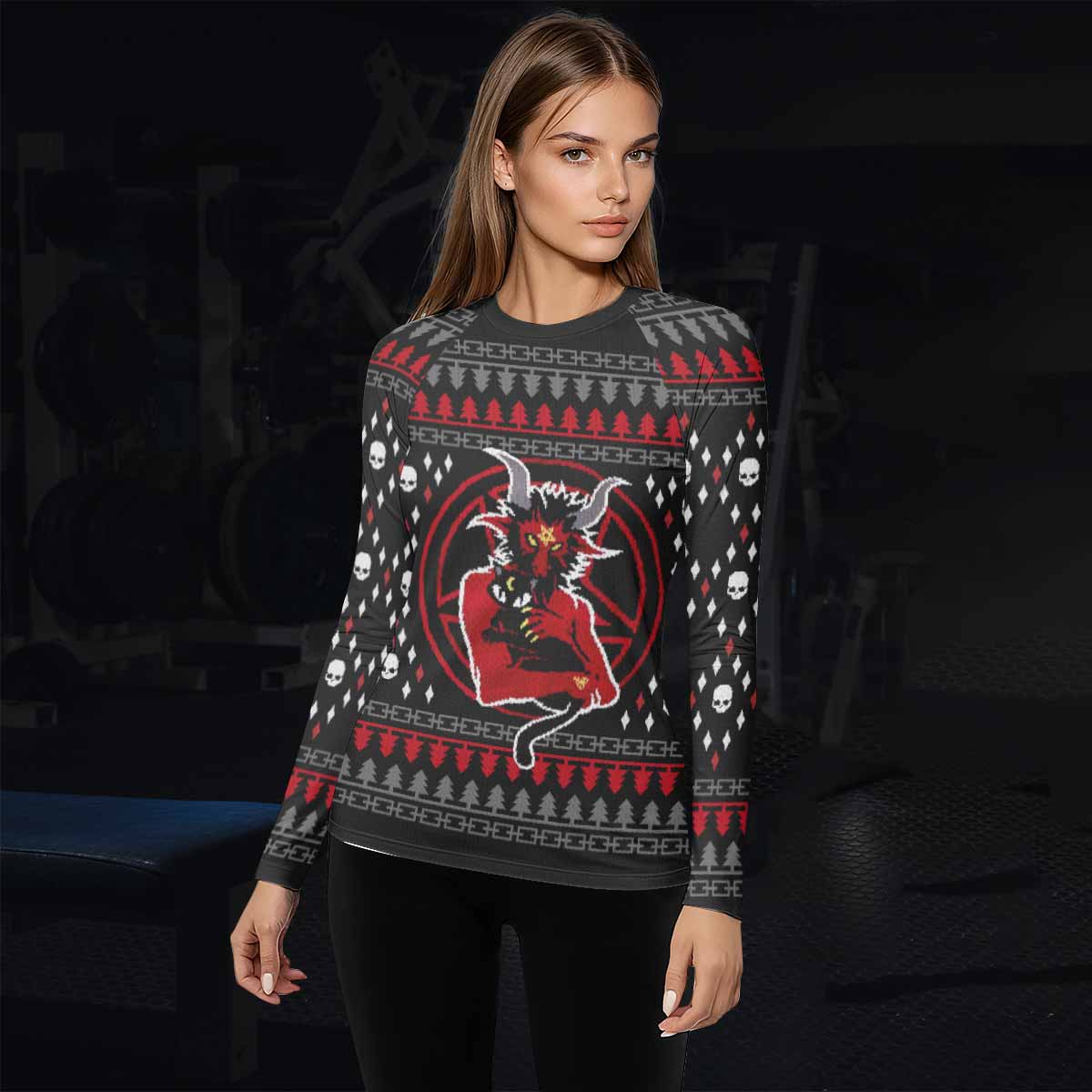Purraise Satan Women's Rash Guard Long Sleeve - lifestyle view