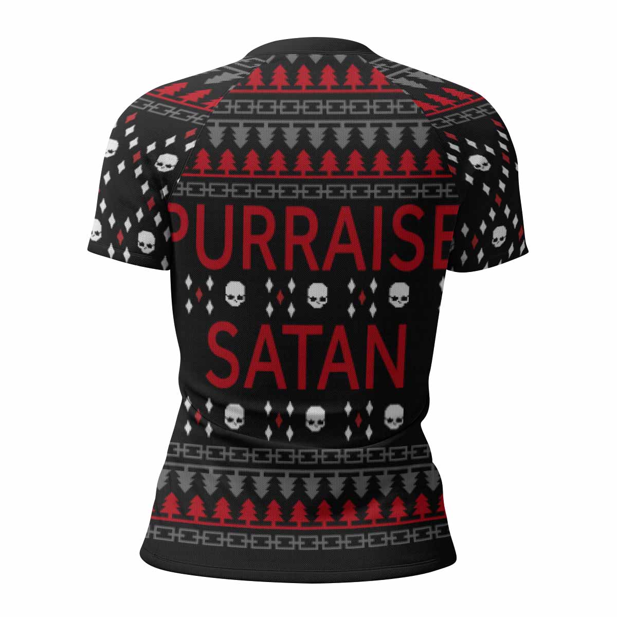 Purraise Satan Women's Rash Guard Short Sleeve - back view mockup
