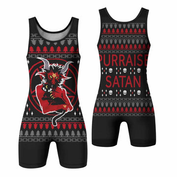 Purraise Satan Wrestling Singlet - front and back view