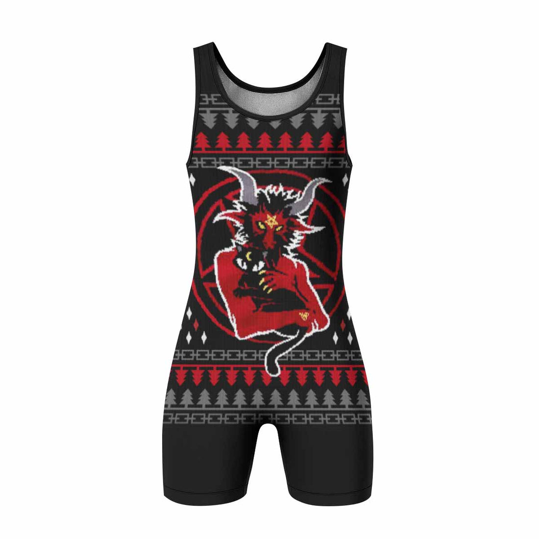 Purraise Satan Wrestling Singlet - front and back view