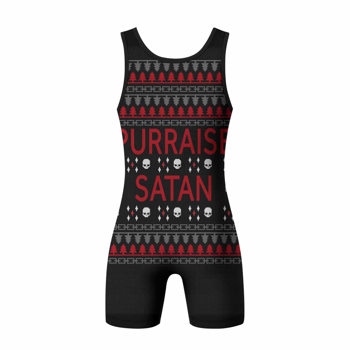 Purraise Satan Wrestling Singlet - back view mockup