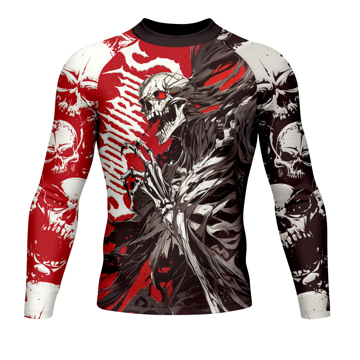 Reaper’s Wrath Men’s Long Sleeve Rash Guard - front view mockup