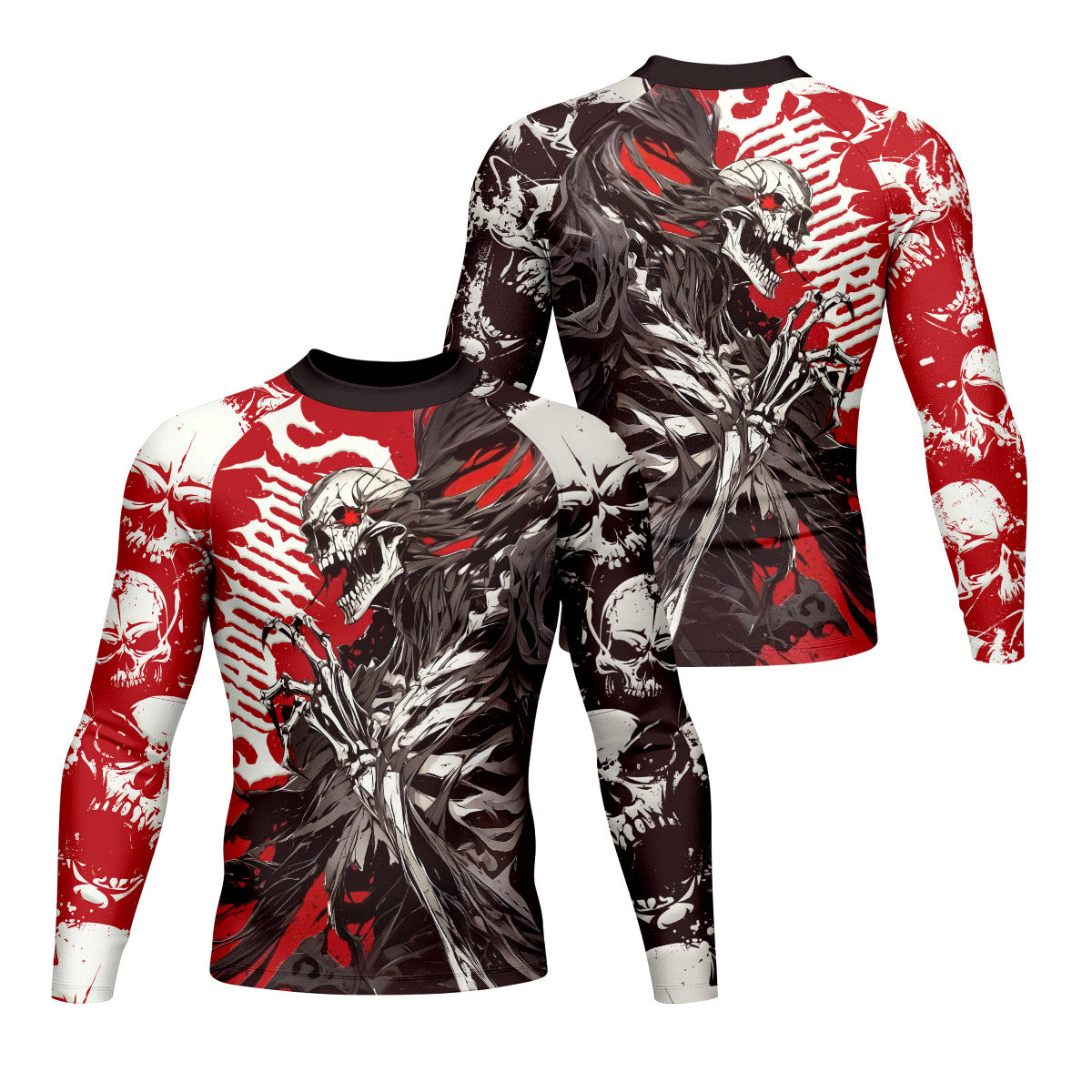 Reaper’s Wrath Men’s Long Sleeve Rash Guard - front and back view