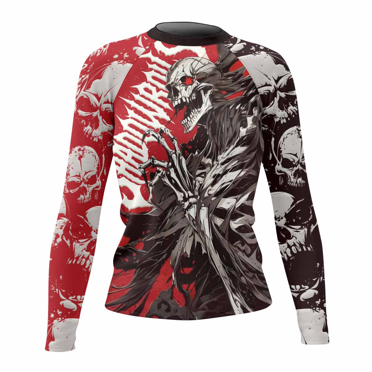 Reaper’s Wrath Women’s Long Sleeve Rash Guard - front view mockup