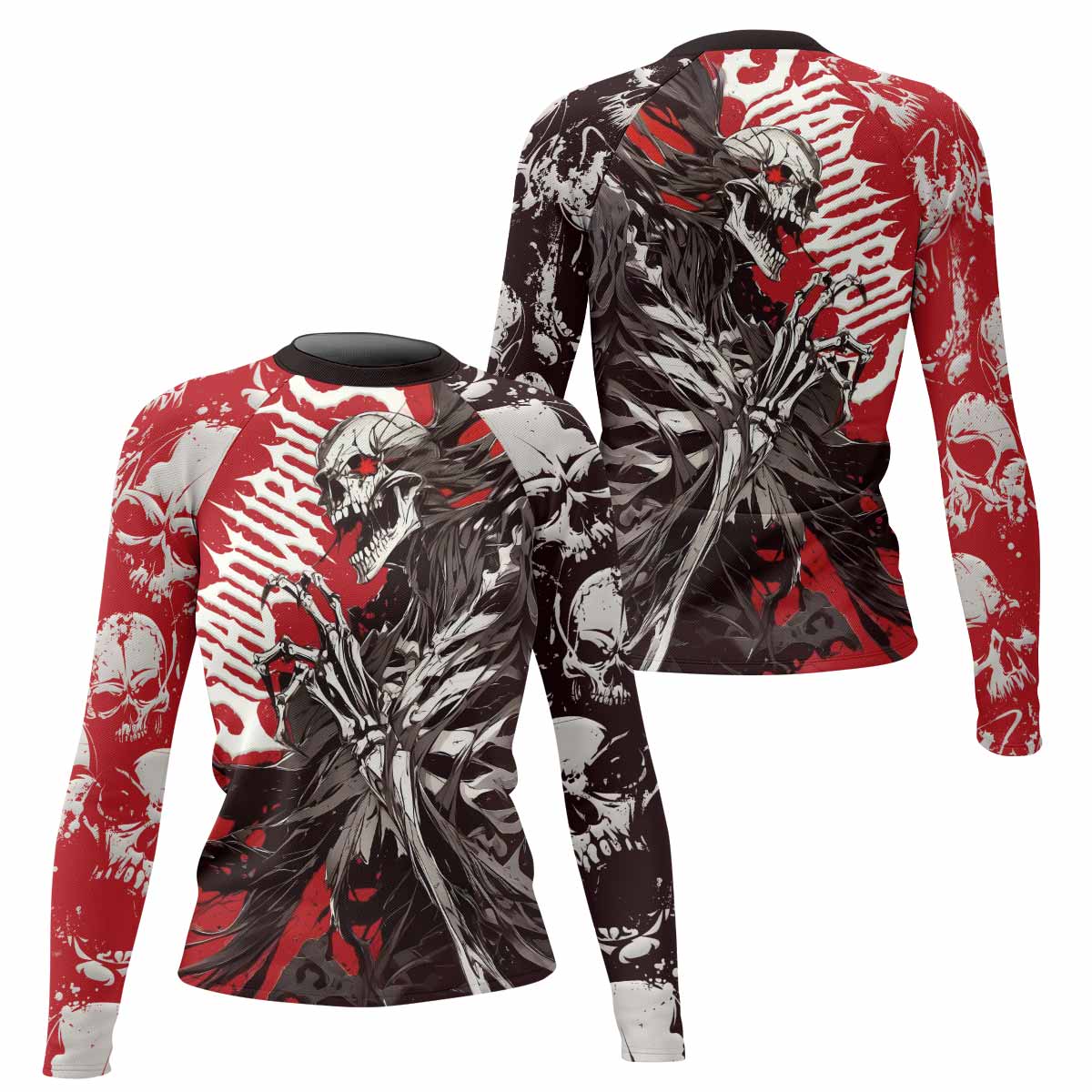 Reaper’s Wrath Women’s Long Sleeve Rash Guard - front and back view
