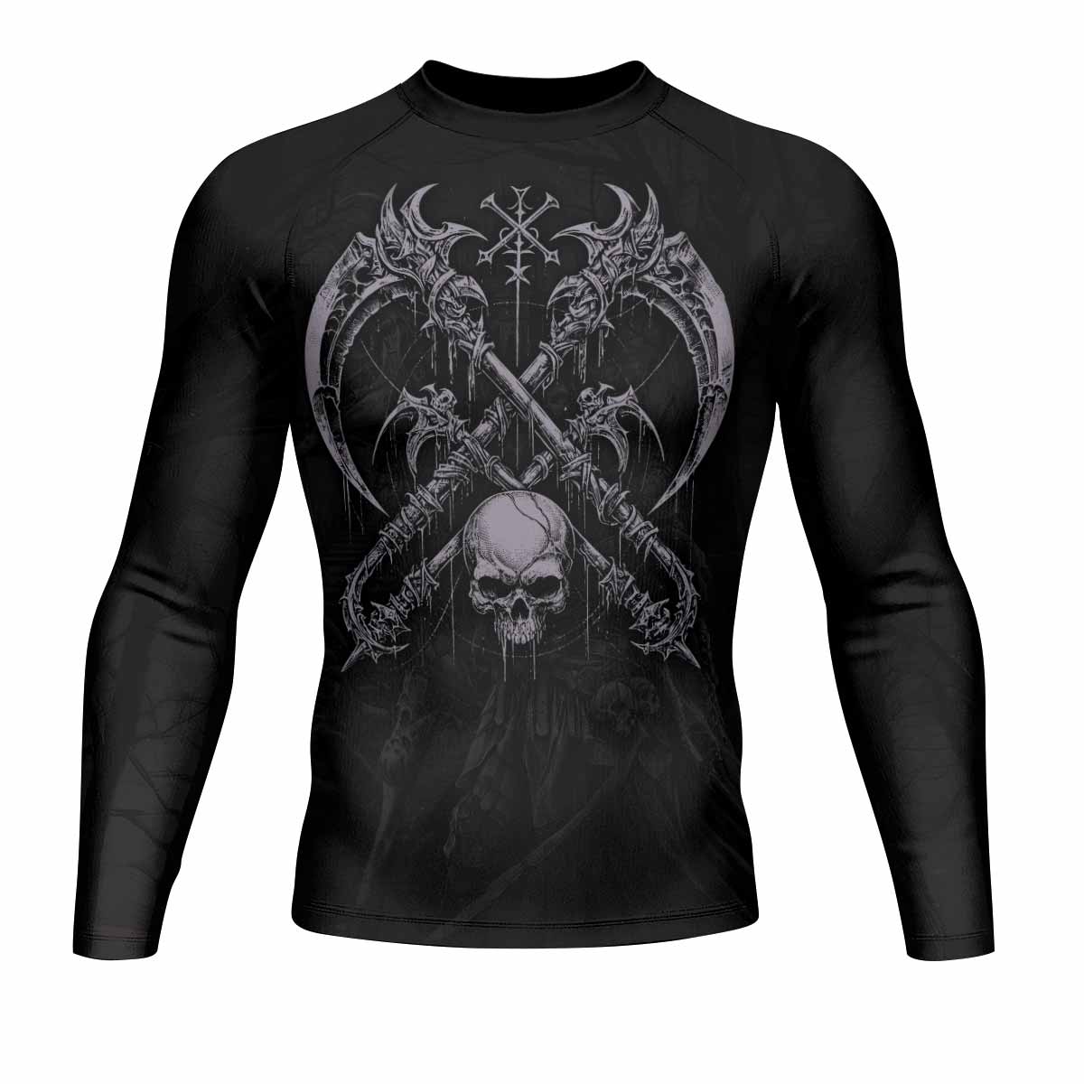 Reaper's Dominion Long Sleeve Rash Guard – front view mockup