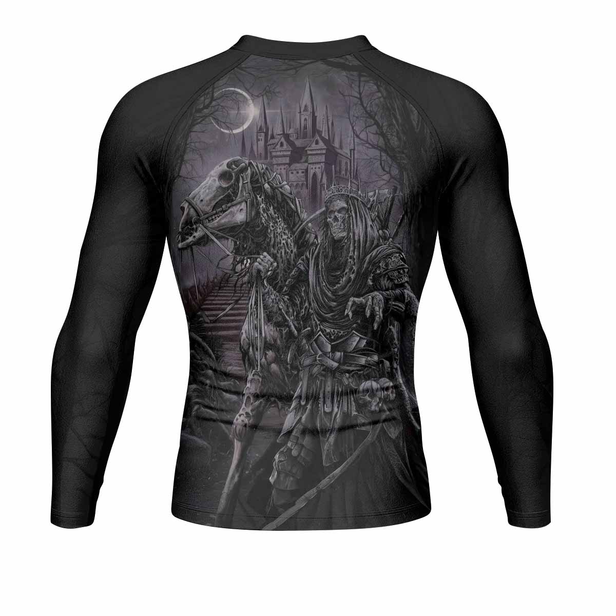 Reaper's Dominion Long Sleeve Rash Guard – back view mockup