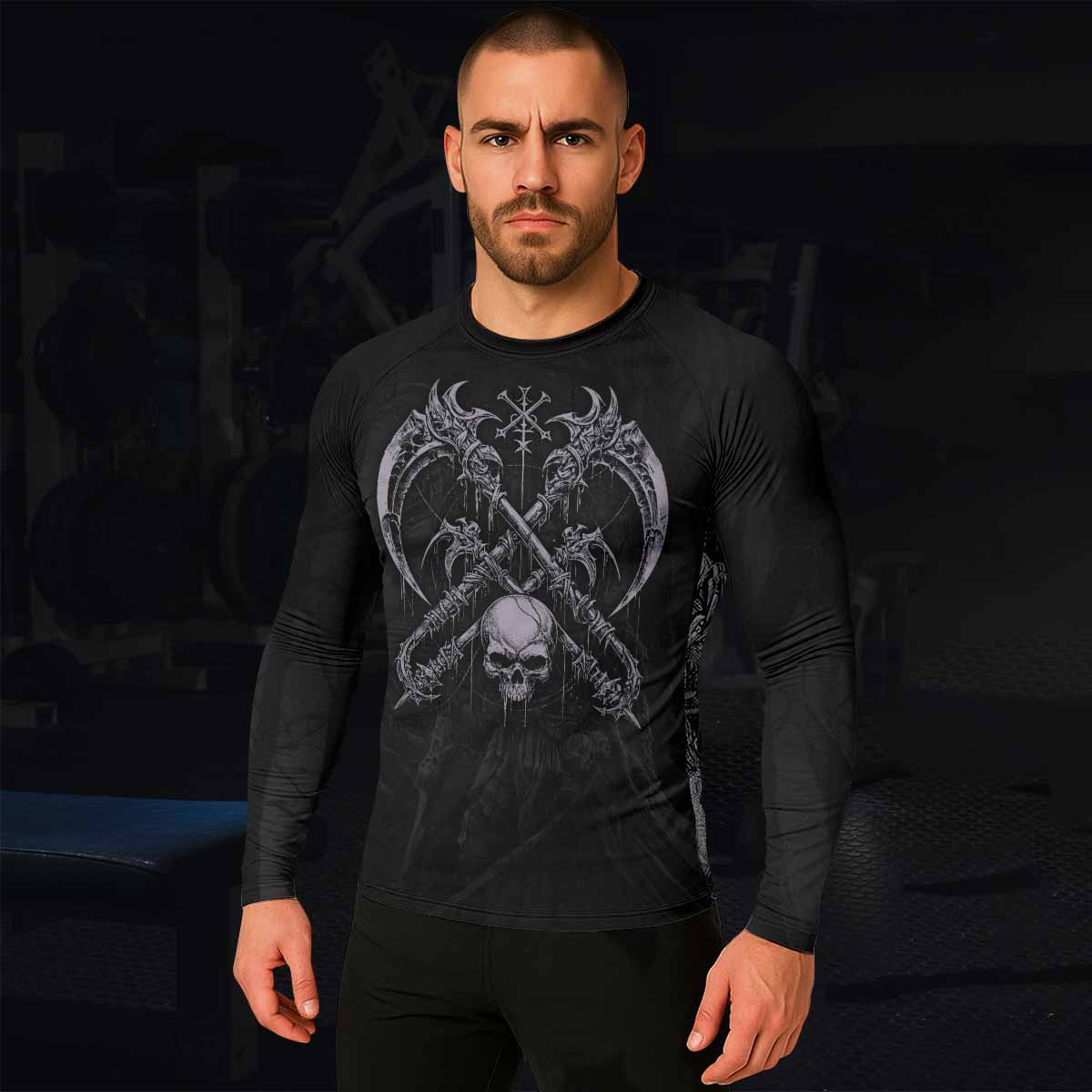 Reaper's Dominion Long Sleeve Rash Guard – lifestyle view