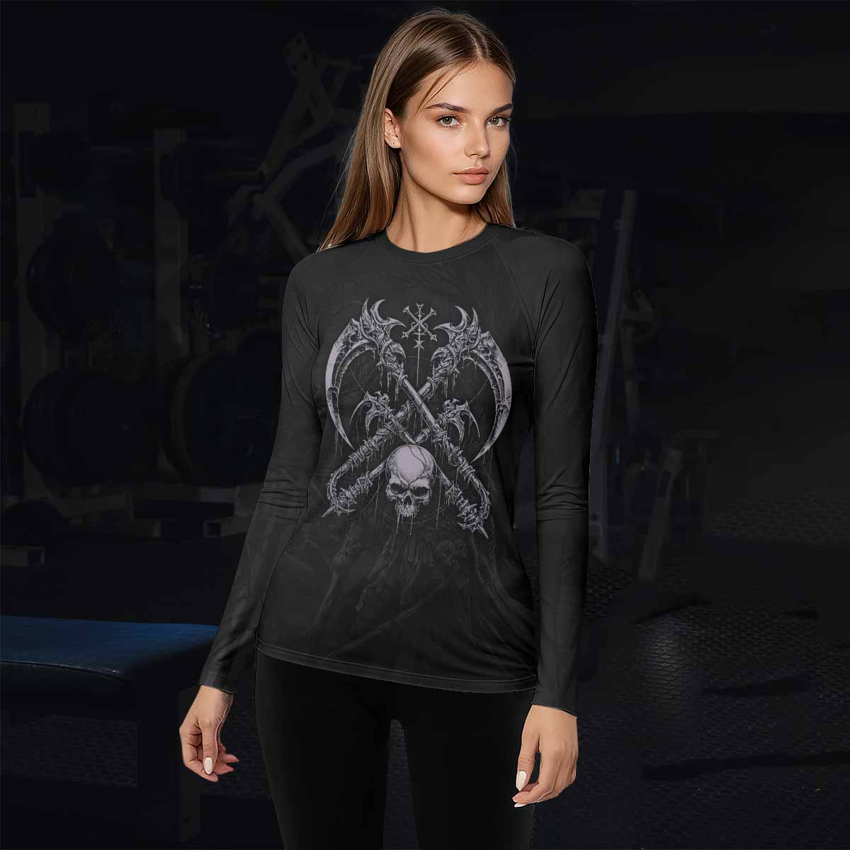 Reaper's Dominion Women’s Long Sleeve Rash Guard - lifestyle view