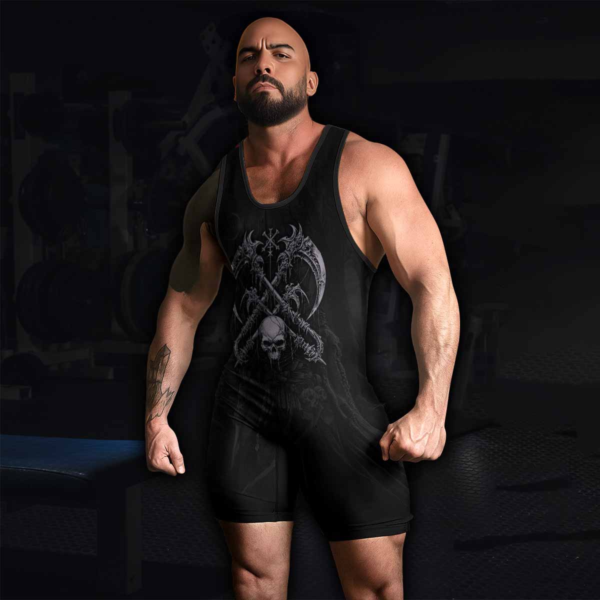 Reaper's Dominion Wrestling Singlet - men's lifestyle view