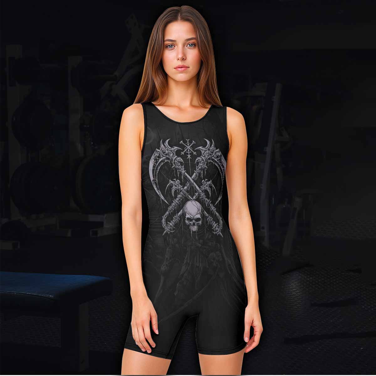 Reaper's Dominion Wrestling Singlet - women's lifestyle view