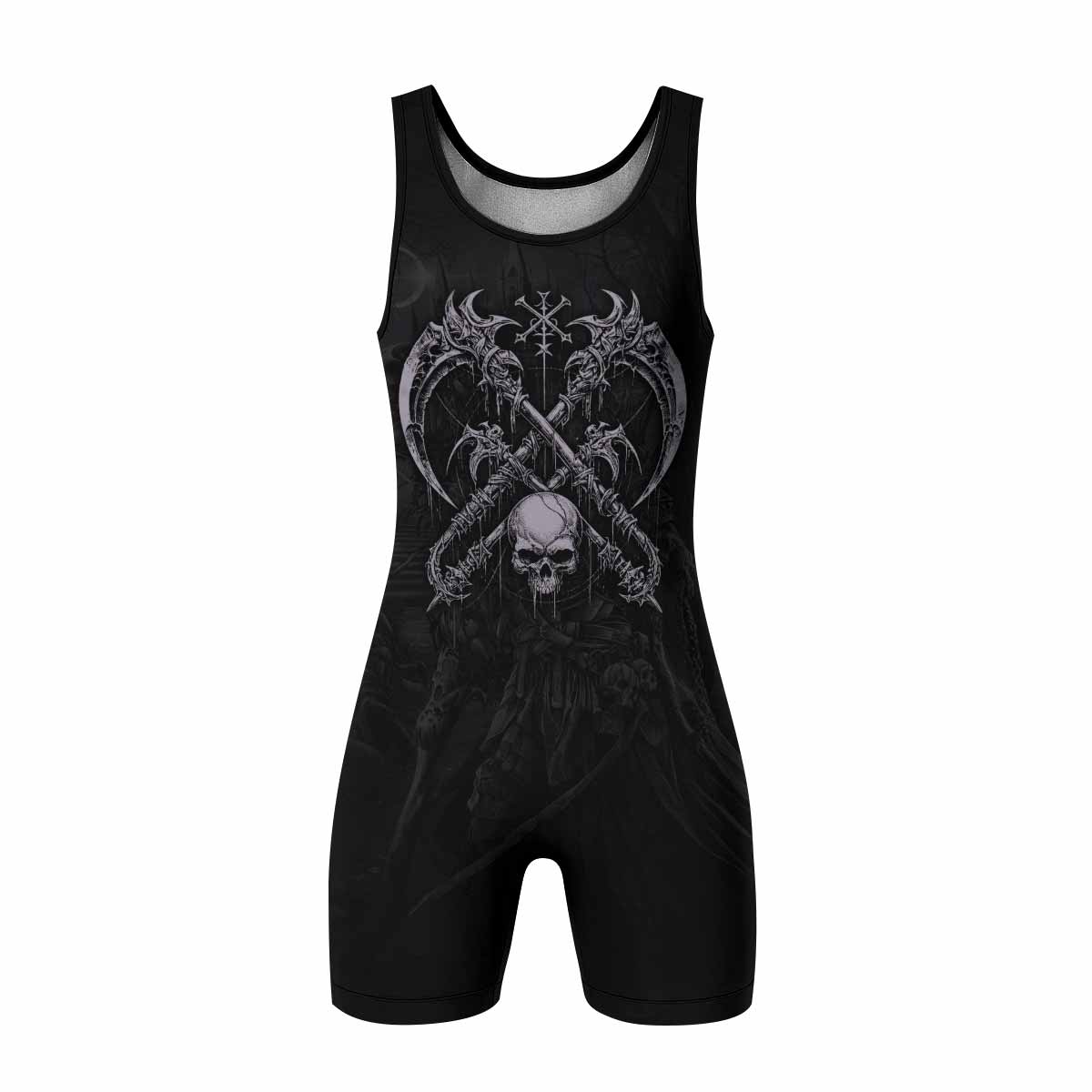 Reaper's Dominion Wrestling Singlet - front view mockup