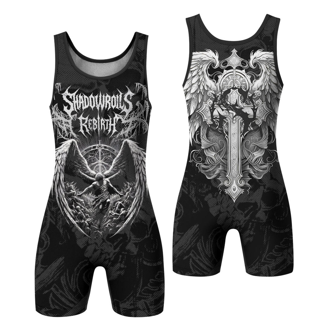 Rebirth of the Fallen Wrestling Singlet - front and back view