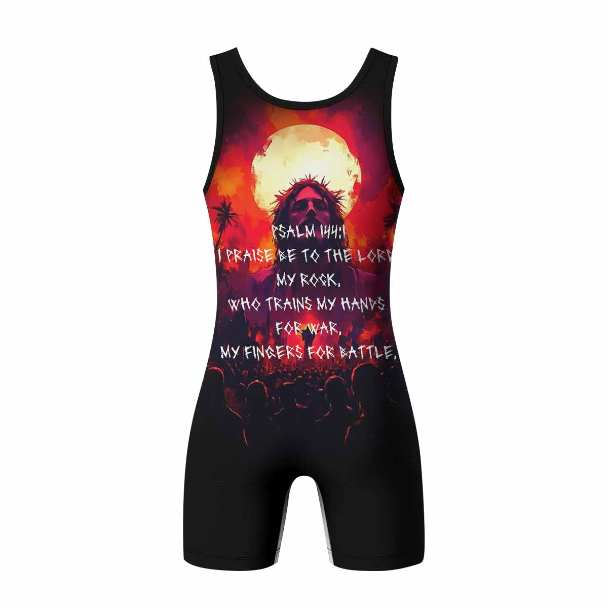 Red Redemption Wrestling Singlet – back view mockup 