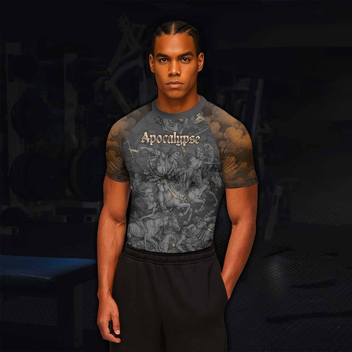 Riders of the Apocalypse Men's Rash Guard Short Sleeve - lifestyle view