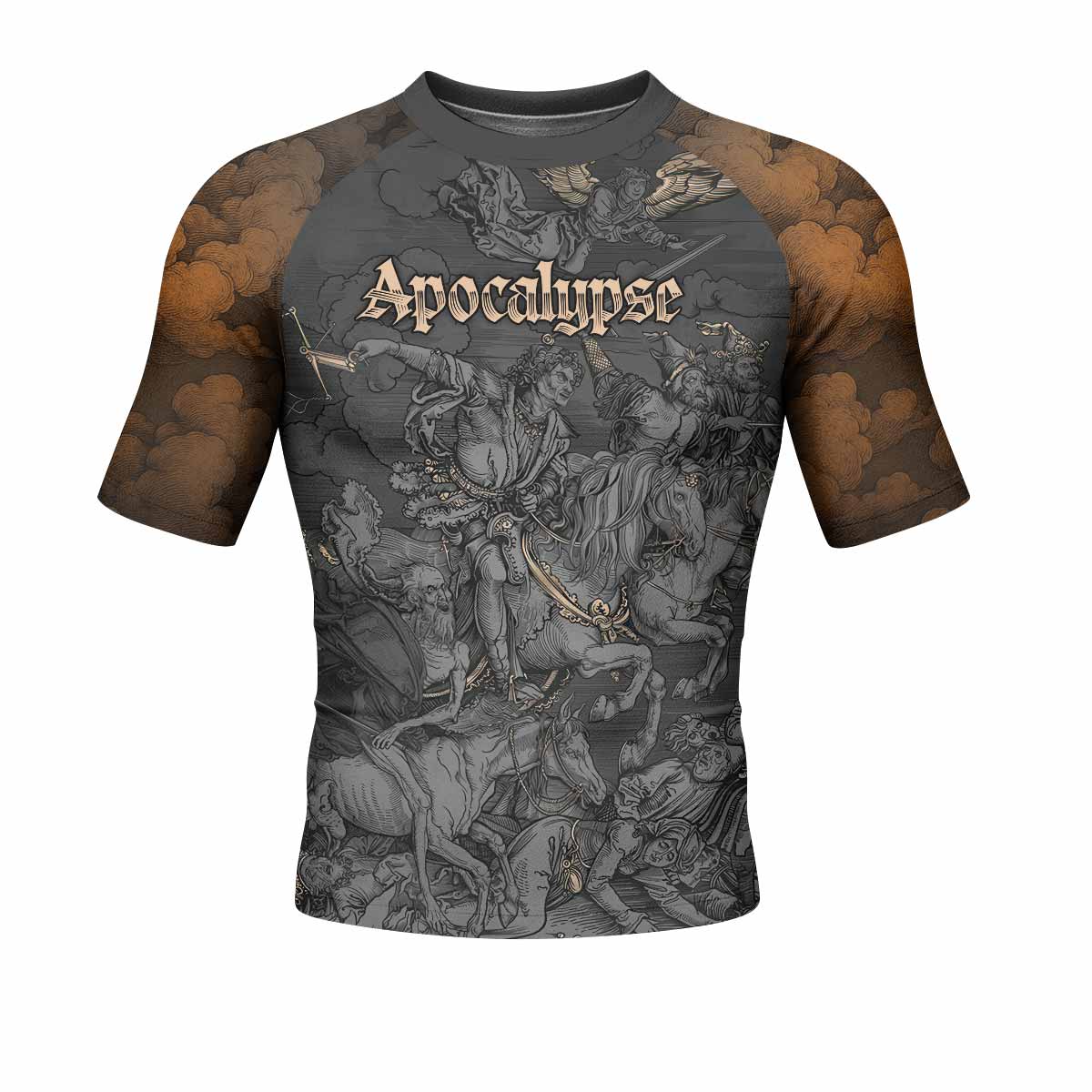 Riders of the Apocalypse Men's Rash Guard Short Sleeve - front view mockup 