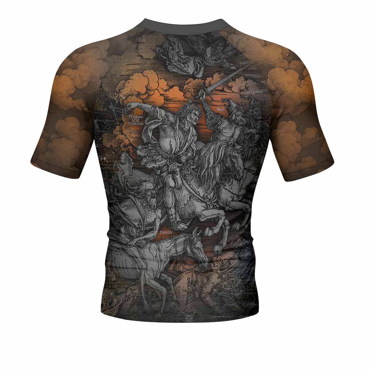 Riders of the Apocalypse Men's Rash Guard Short Sleeve - back view mockup 