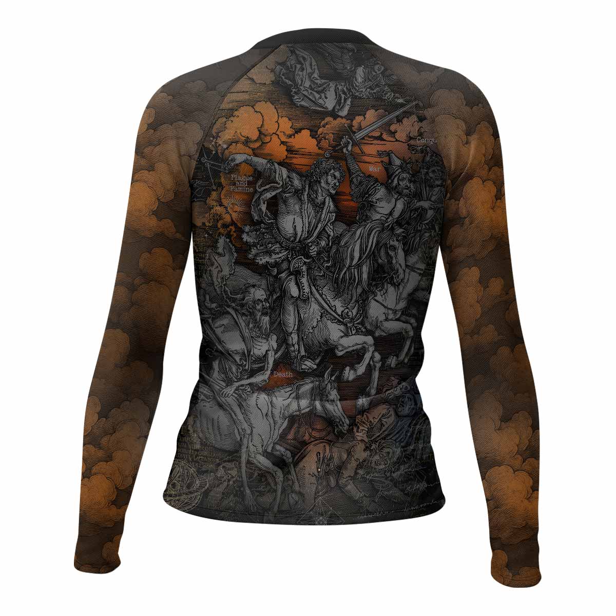 Riders of the Apocalypse Women's Rash Guard Long Sleeve - back view mockup 