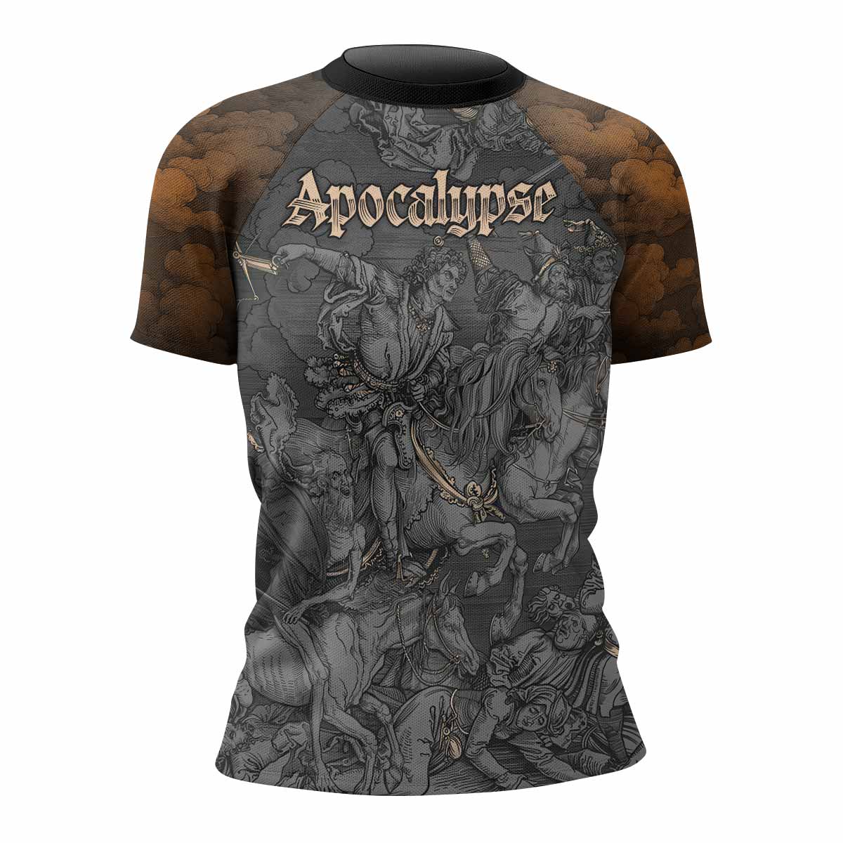 Riders of the Apocalypse Women's Rash Guard Short Sleeve - front view mockup 