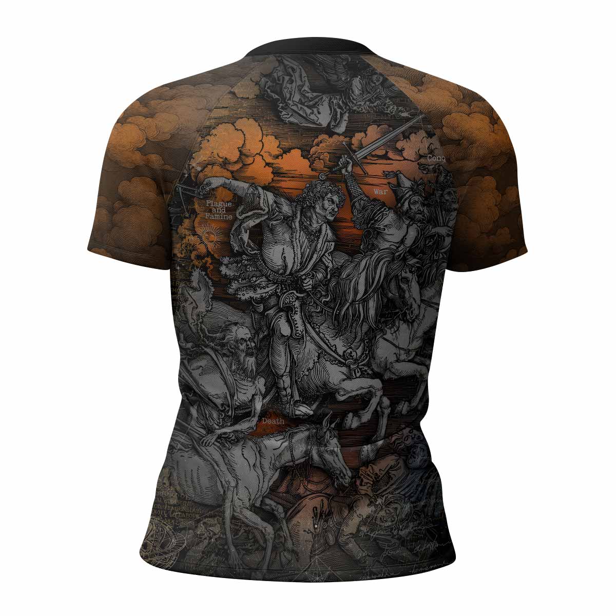 Riders of the Apocalypse Women's Rash Guard Short Sleeve - back view mockup 