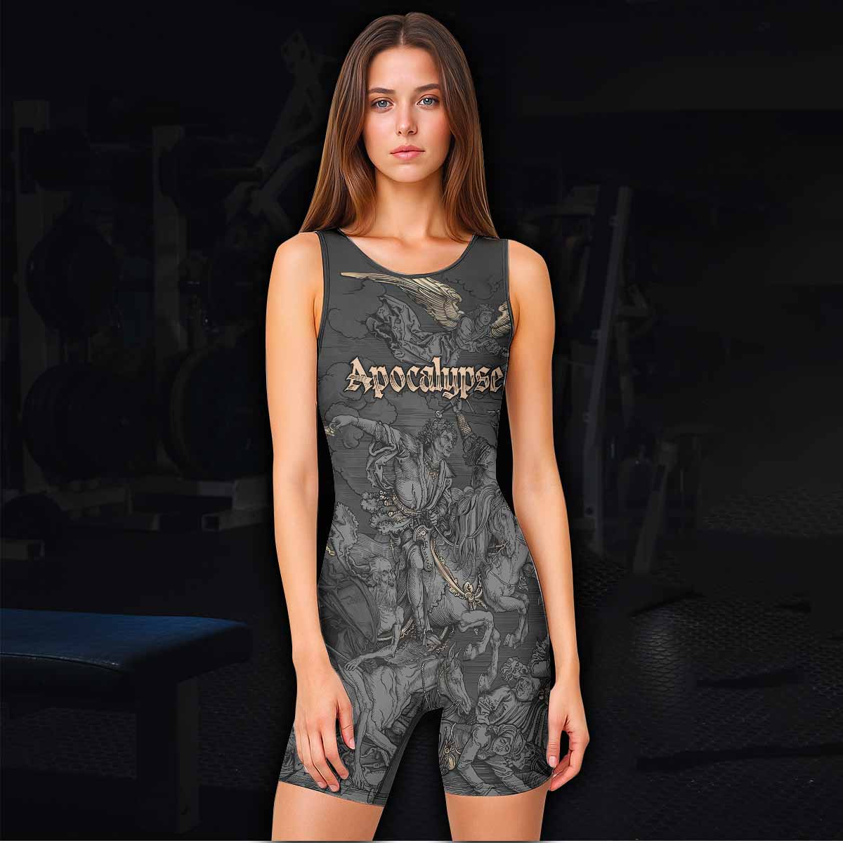 Riders of the Apocalypse Wrestling Singlet - women's lifestyle view