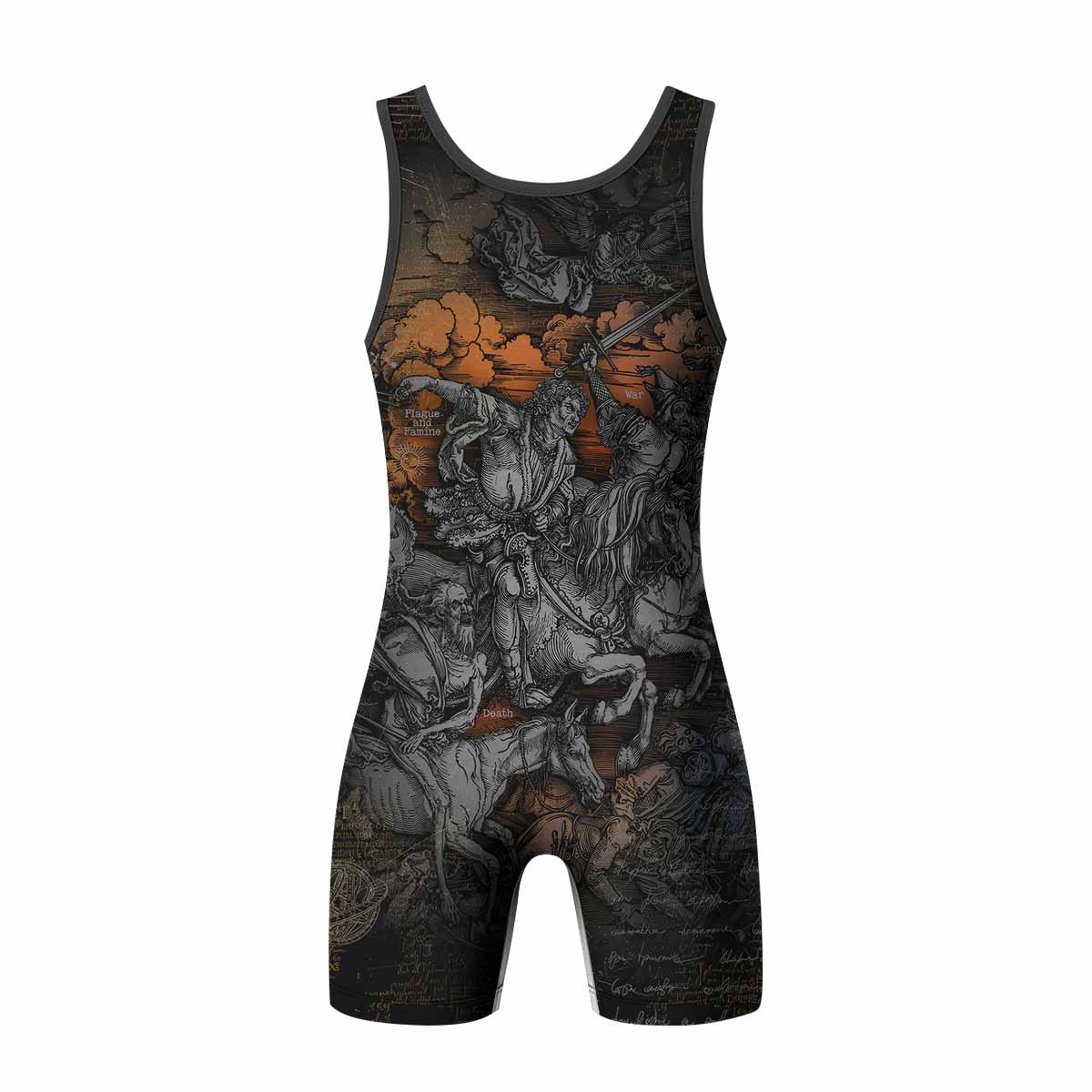 Riders of the Apocalypse Wrestling Singlet - back view mockup 