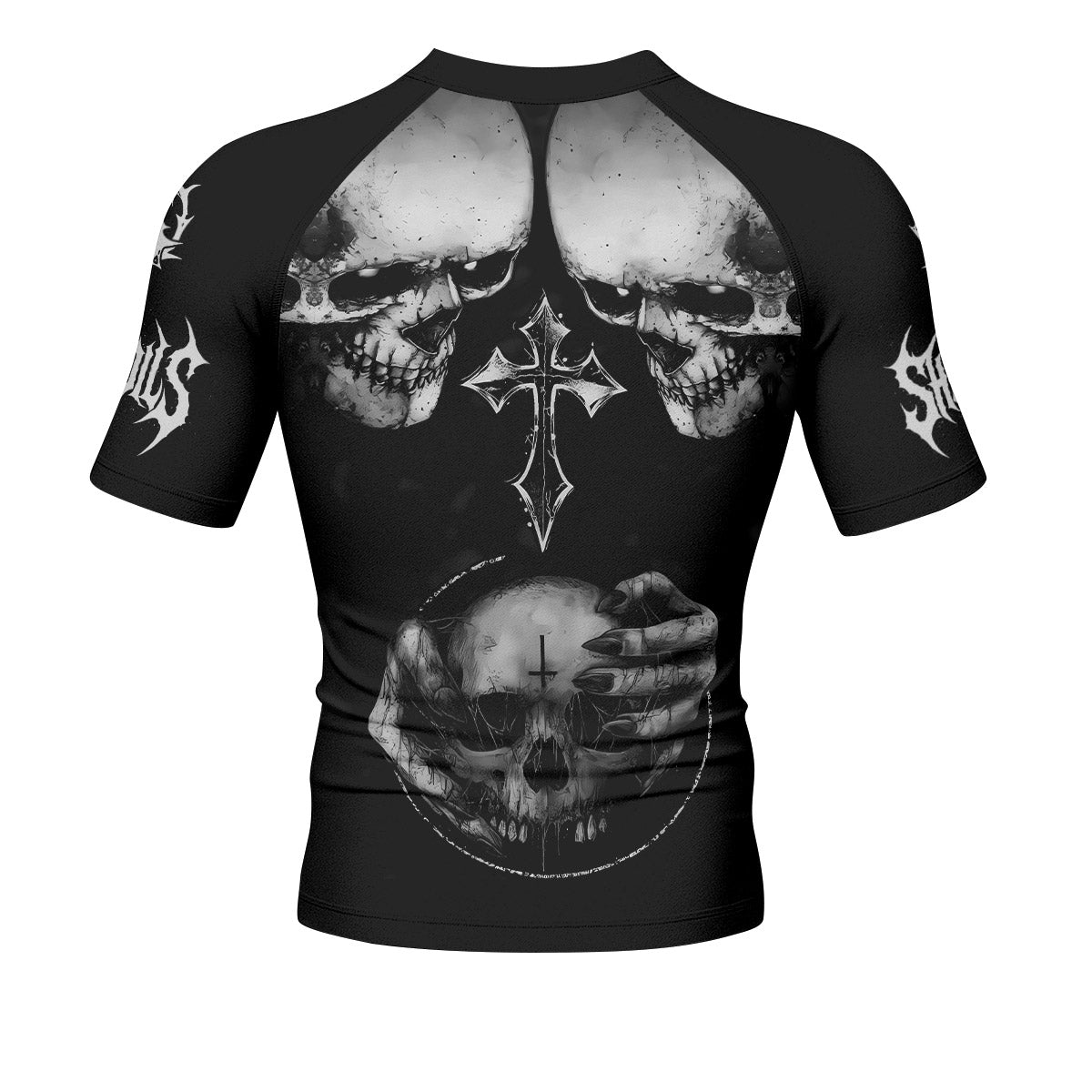 Ritual of the Damned Men’s Short Sleeve Rash Guard - back view mockup