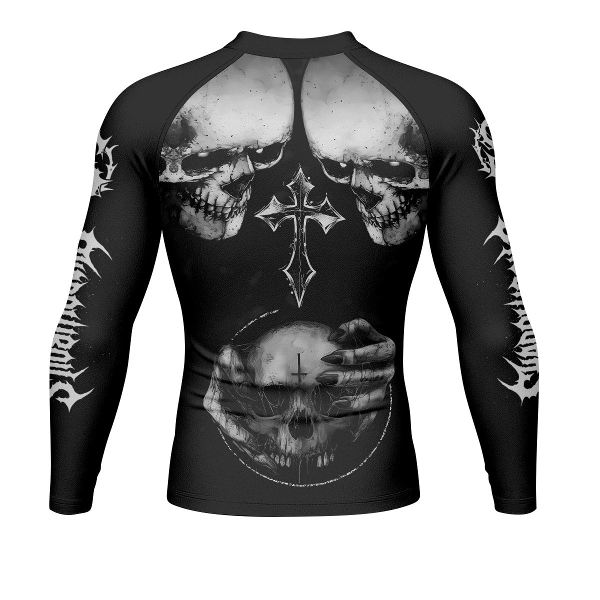 Ritual of the Damned Men’s Long Sleeve Rash Guard - back view mockup