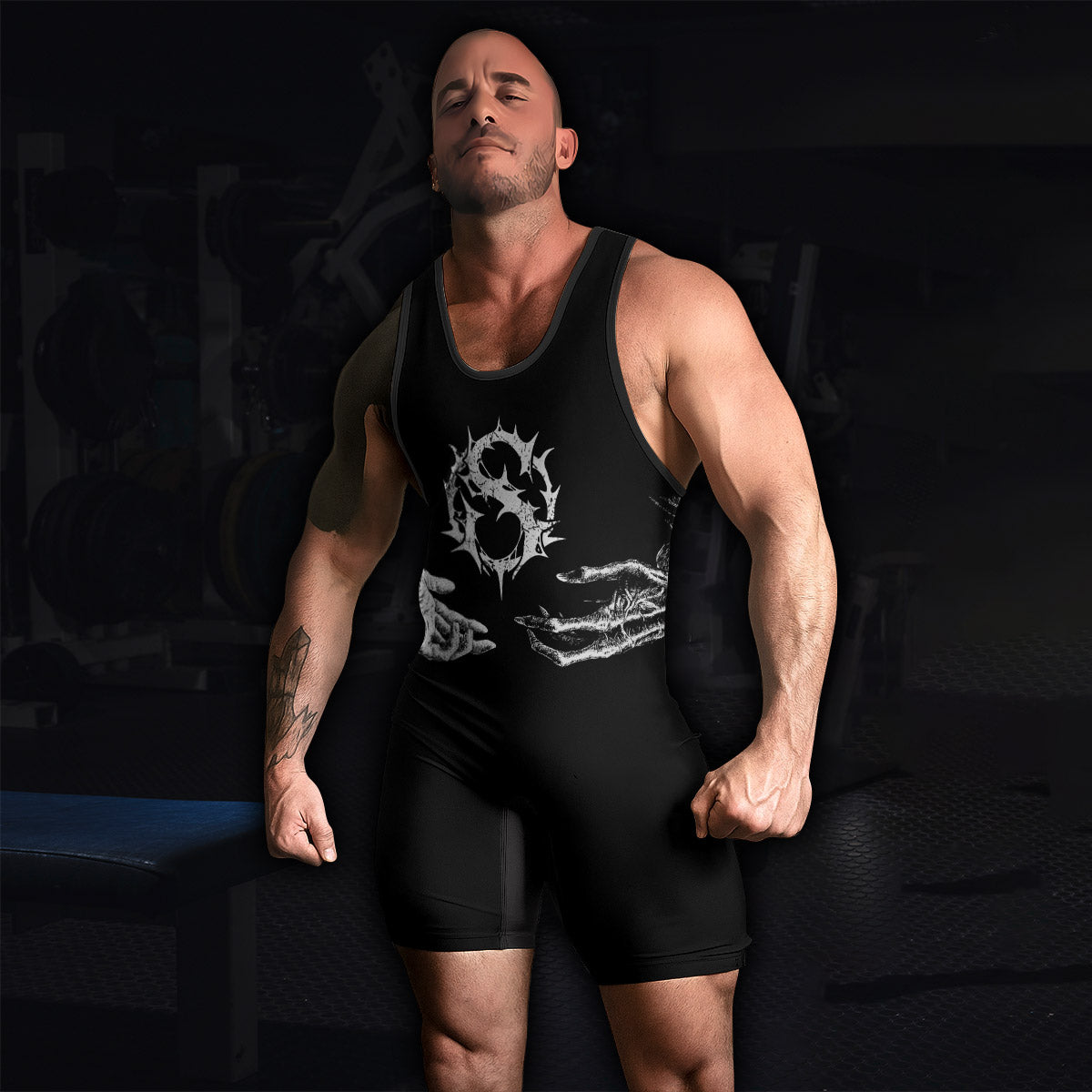 Ritual of the Damned Wrestling Singlet - men's lifestyle view