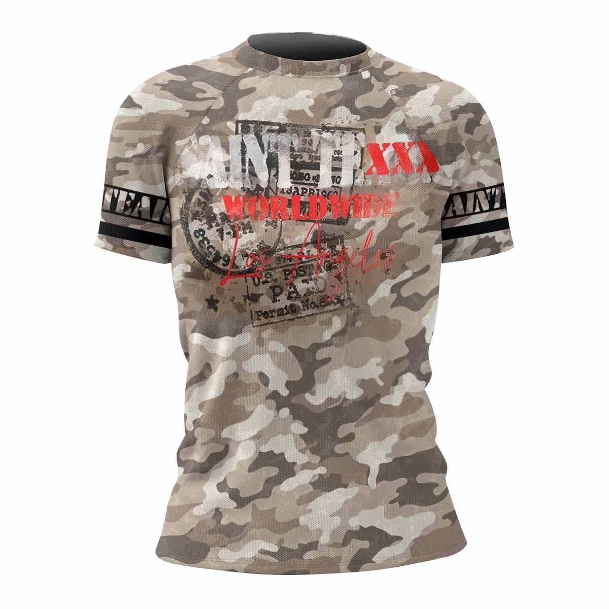Saint Tears Camo Women’s Short Sleeve Rash Guard - front view mockup