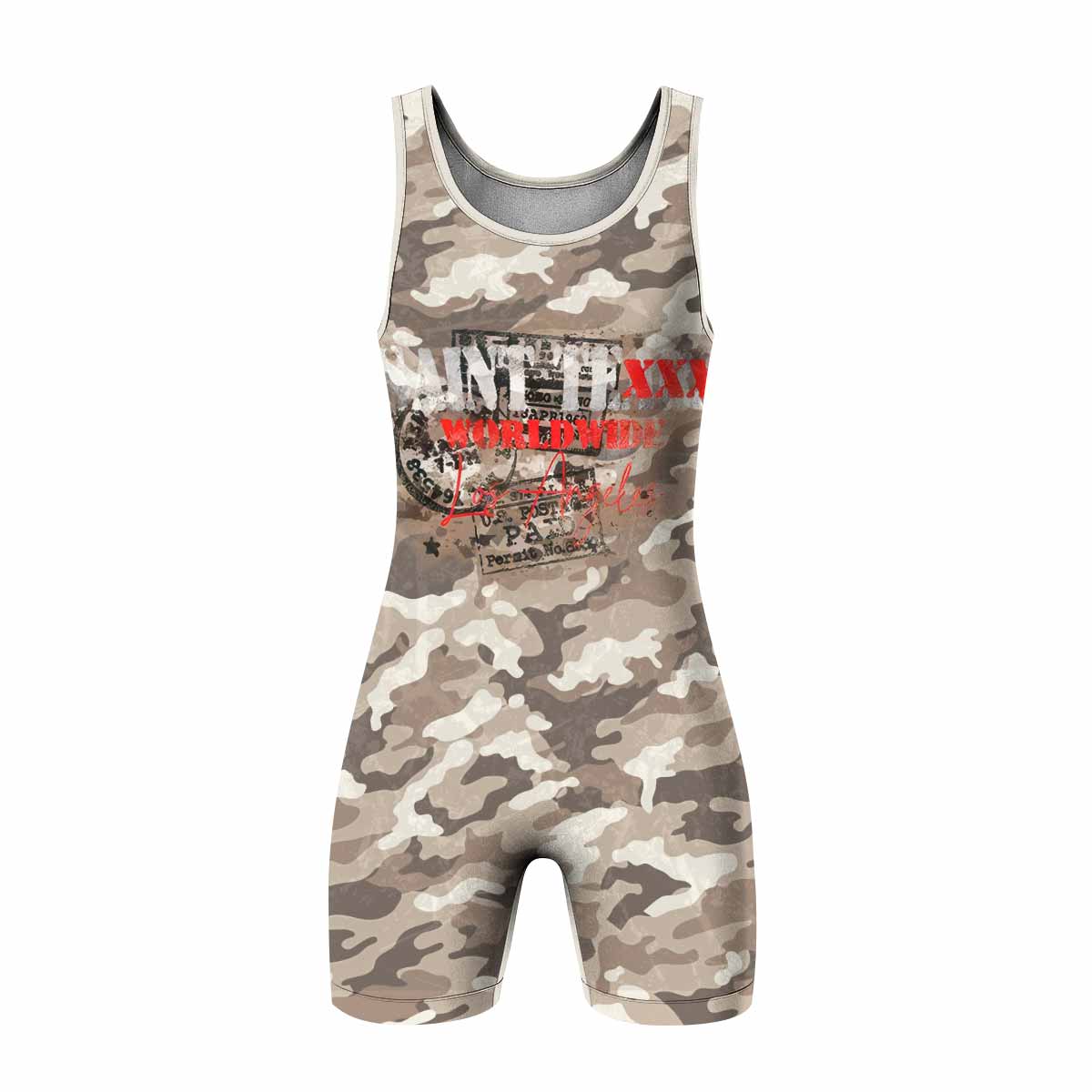 Saint Tears Camo Wrestling Singlet - front view mockup