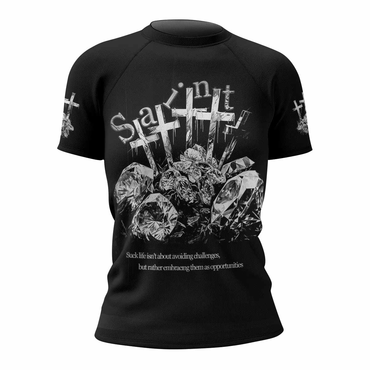 Saint Tears Women’s Short Sleeve Rash Guard - front view mockup